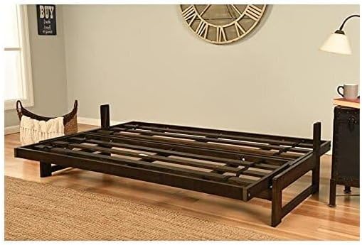 Lakefront Luxury Full Size Futon Frame Set in Reclaimed Mocha Finish, Futon Frame with Mattress, Straight Arm, Versatile and Convertible Design Futon Frame for All Spaces Frame Only