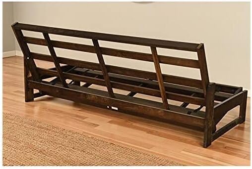 Lakefront Luxury Full Size Futon Frame Set in Reclaimed Mocha Finish, Futon Frame with Mattress, Straight Arm, Versatile and Convertible Design Futon Frame for All Spaces Frame Only