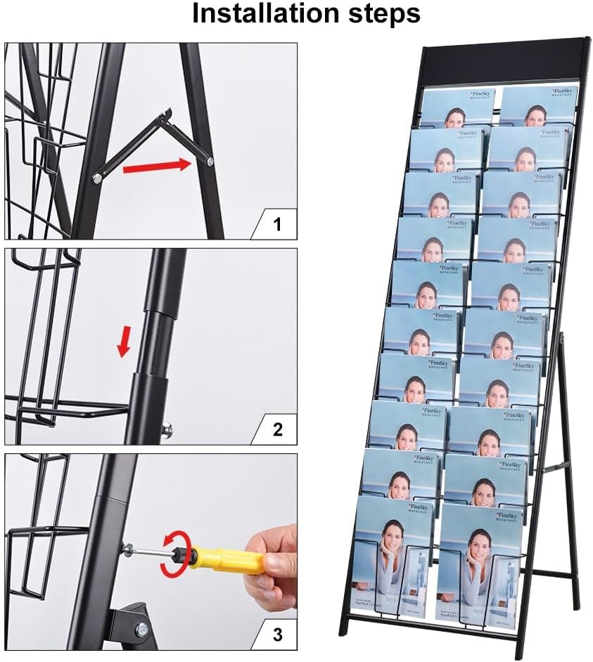 magazine display stand Double A4 width 10 layer brochure display stand for trade show and Public areas (Double A4 width)
