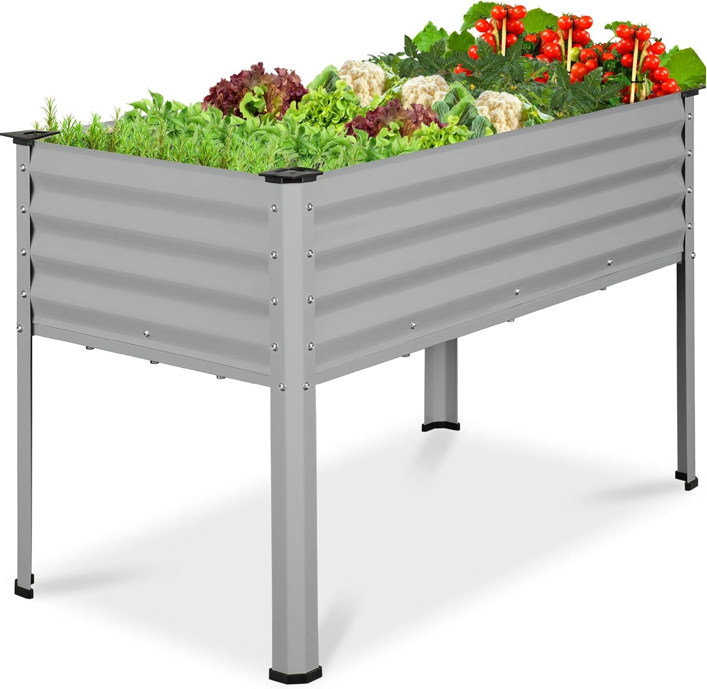 Best Choice Products 48x24x30in Galvanized Raised Garden Bed, Metal Elevated Planter Box, Vegetable Garden for Backyard, Patio, Balcony - Charcoal