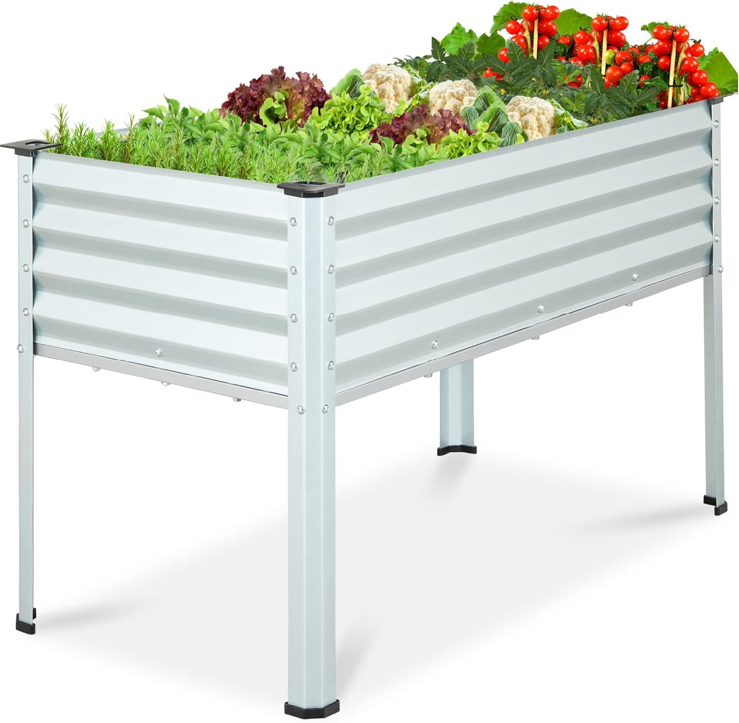 Best Choice Products 48x24x30in Galvanized Raised Garden Bed, Metal Elevated Planter Box, Vegetable Garden for Backyard, Patio, Balcony - Charcoal