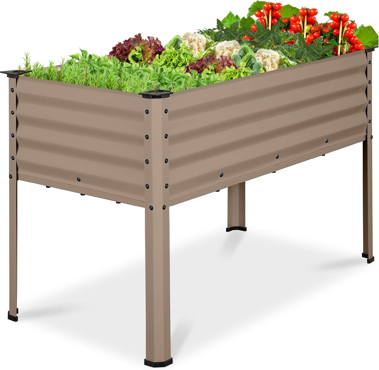 Best Choice Products 48x24x30in Galvanized Raised Garden Bed, Metal Elevated Planter Box, Vegetable Garden for Backyard, Patio, Balcony - Charcoal