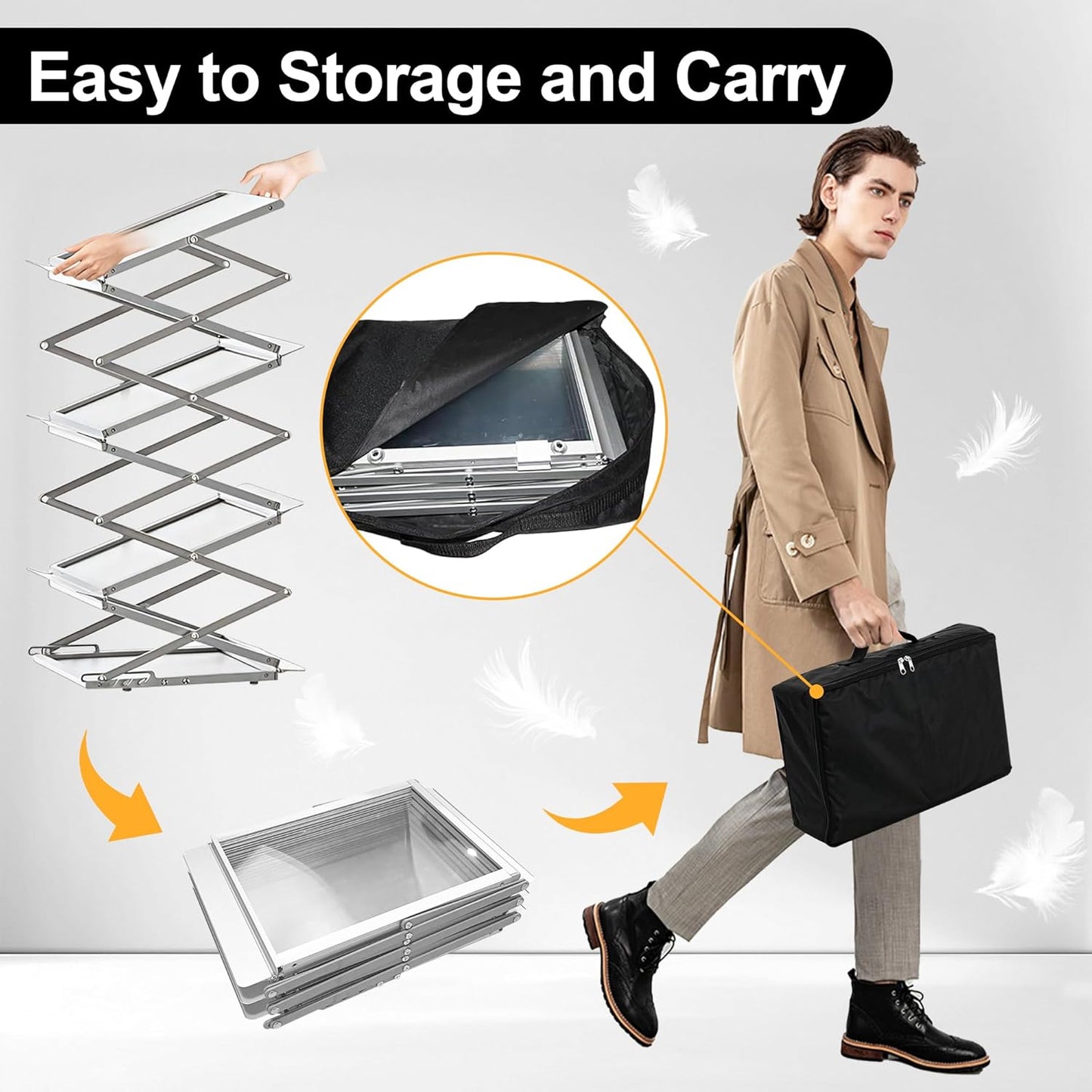 Magazine Rack Floor,Aluminum Magazine Display,Foldable Brochure Display Stand,Portable Magazines Stand Literature Rack with Carrying Bag for Exhibition,Trade Show,Office,Store,6 Pockets