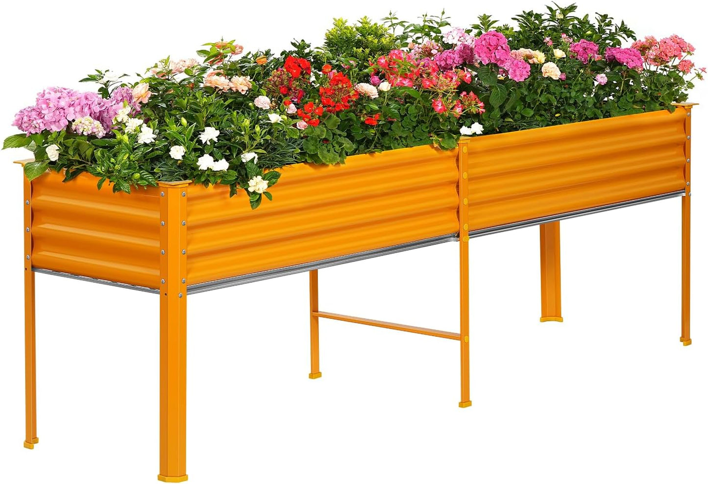 Land Guard Galvanized Raised Garden Bed with Legs, 48×24×32in Large Metal Elevated Raised Planter Box with Drainage Holes for Backyard, Patio, Balcony, 400lb Capacity