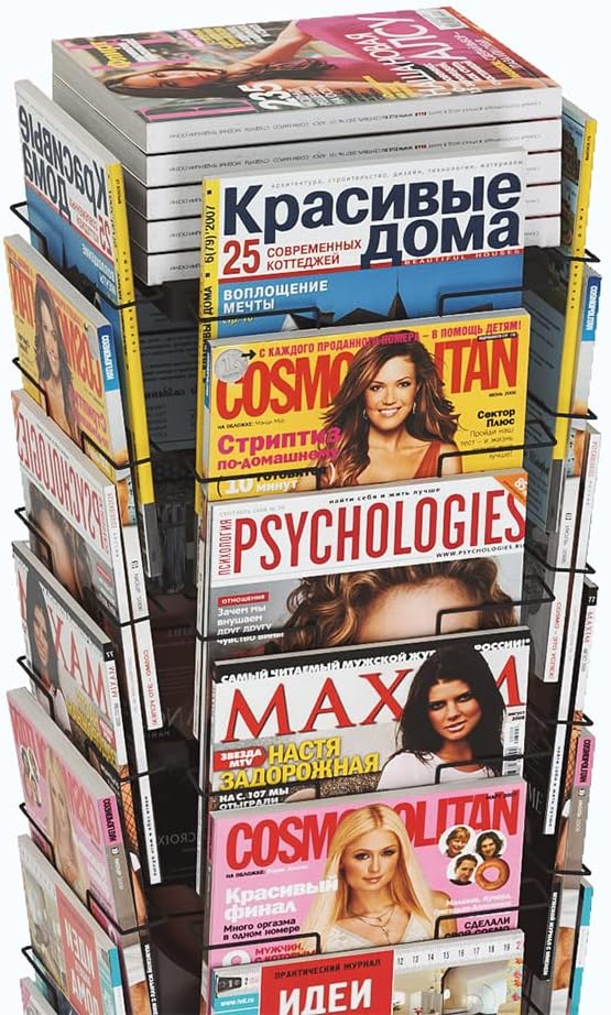 Rotating Brochure Display Stand,Detachable Magazine Rack with 36 Pockets,63inch Floor Standing Literature Display Stand