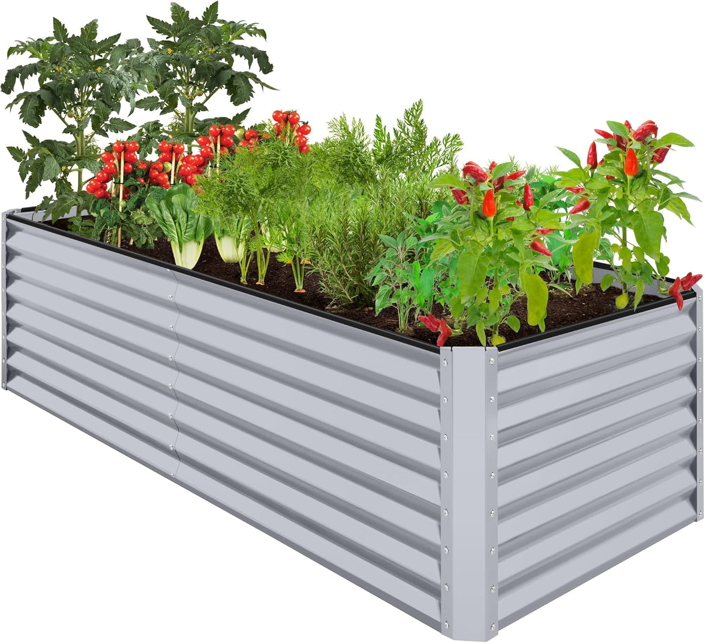 Best Choice Products 8x4x2ft Outdoor Metal Raised Garden Bed, Deep Root Planter Box for Vegetables, Flowers, Herbs, and Succulents w/ 478 Gallon Capacity - Gray