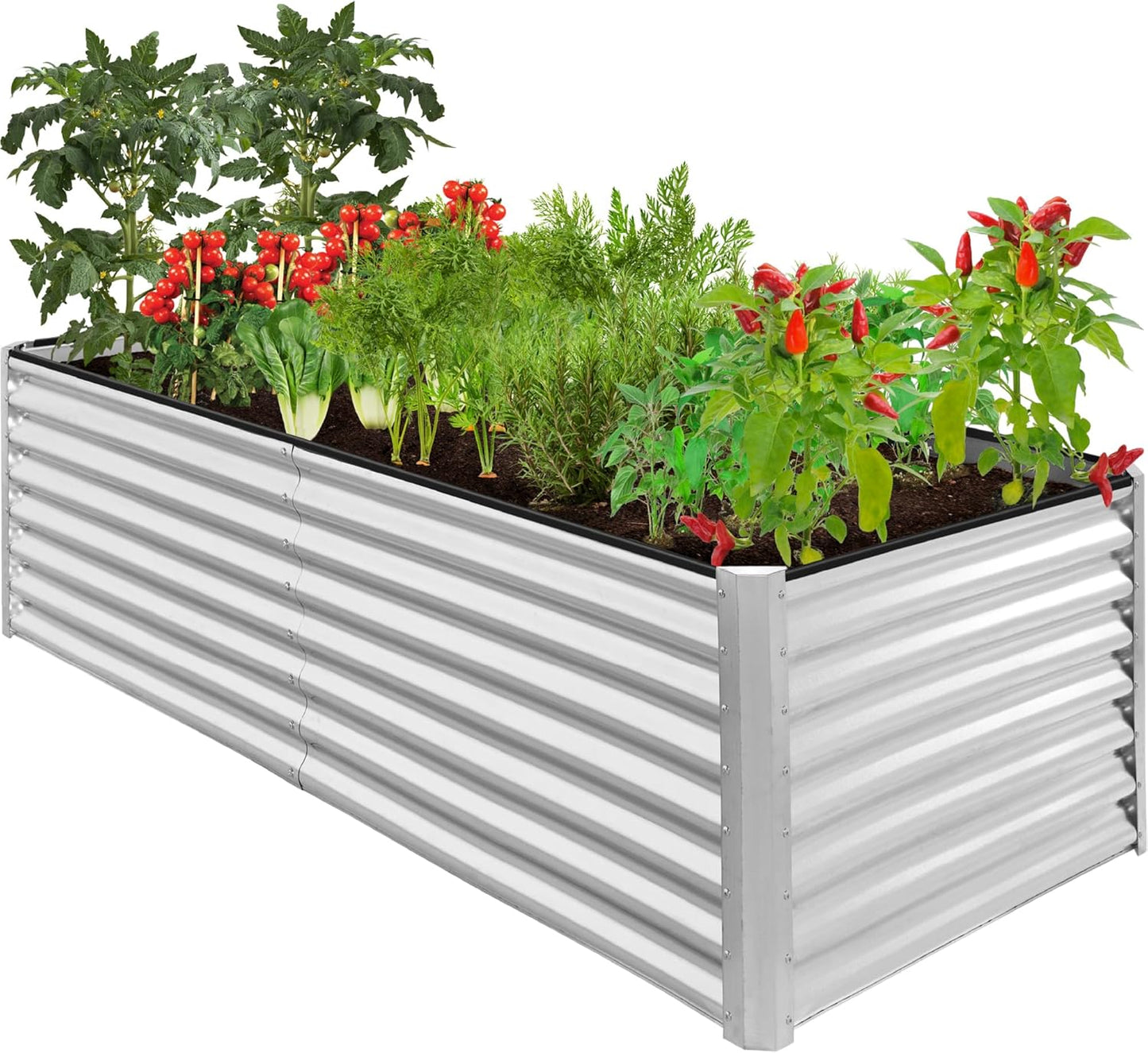 Best Choice Products 8x4x2ft Outdoor Metal Raised Garden Bed, Deep Root Planter Box for Vegetables, Flowers, Herbs, and Succulents w/ 478 Gallon Capacity - Gray