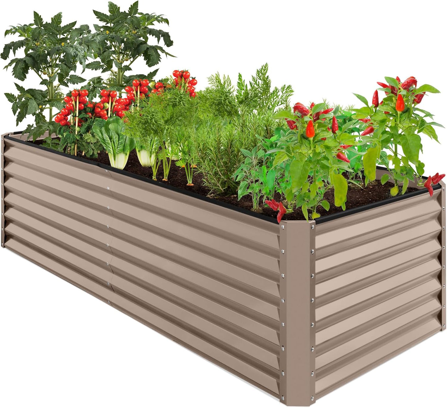 Best Choice Products 8x4x2ft Outdoor Metal Raised Garden Bed, Deep Root Planter Box for Vegetables, Flowers, Herbs, and Succulents w/ 478 Gallon Capacity - Gray