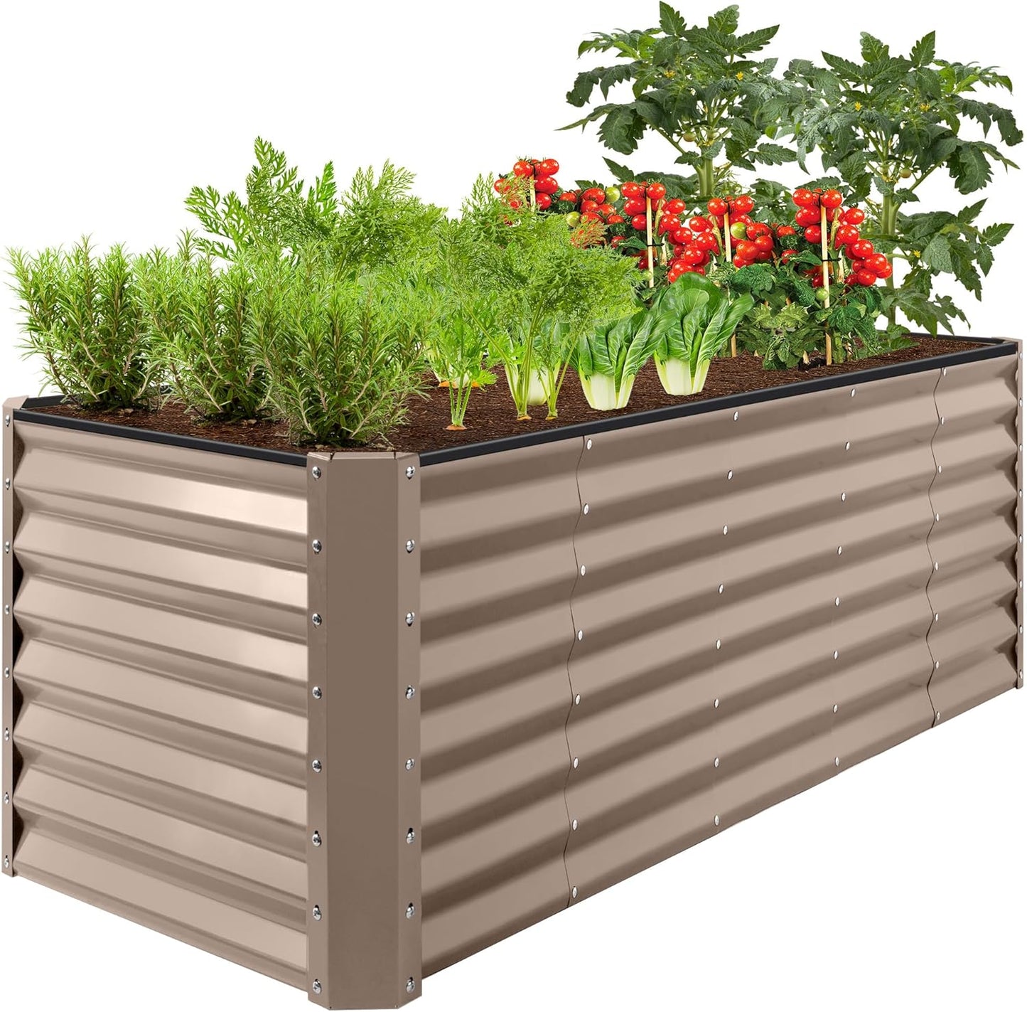 Best Choice Products 8x4x2ft Outdoor Metal Raised Garden Bed, Deep Root Planter Box for Vegetables, Flowers, Herbs, and Succulents w/ 478 Gallon Capacity - Gray