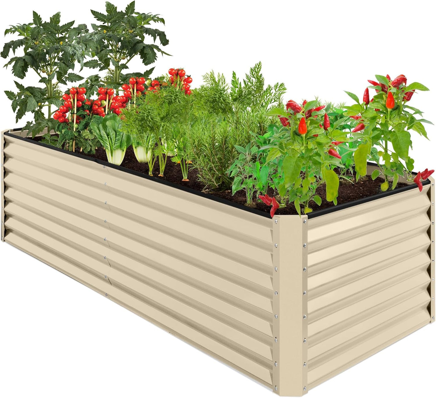 Best Choice Products 8x4x2ft Outdoor Metal Raised Garden Bed, Deep Root Planter Box for Vegetables, Flowers, Herbs, and Succulents w/ 478 Gallon Capacity - Gray