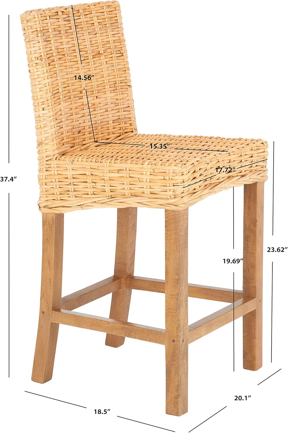 SAFAVIEH Home Tobie Natural Rattan 24-inch Counter Stool