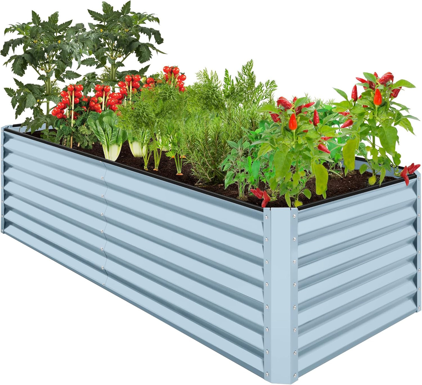 Best Choice Products 8x4x2ft Outdoor Metal Raised Garden Bed, Deep Root Planter Box for Vegetables, Flowers, Herbs, and Succulents w/ 478 Gallon Capacity - Gray