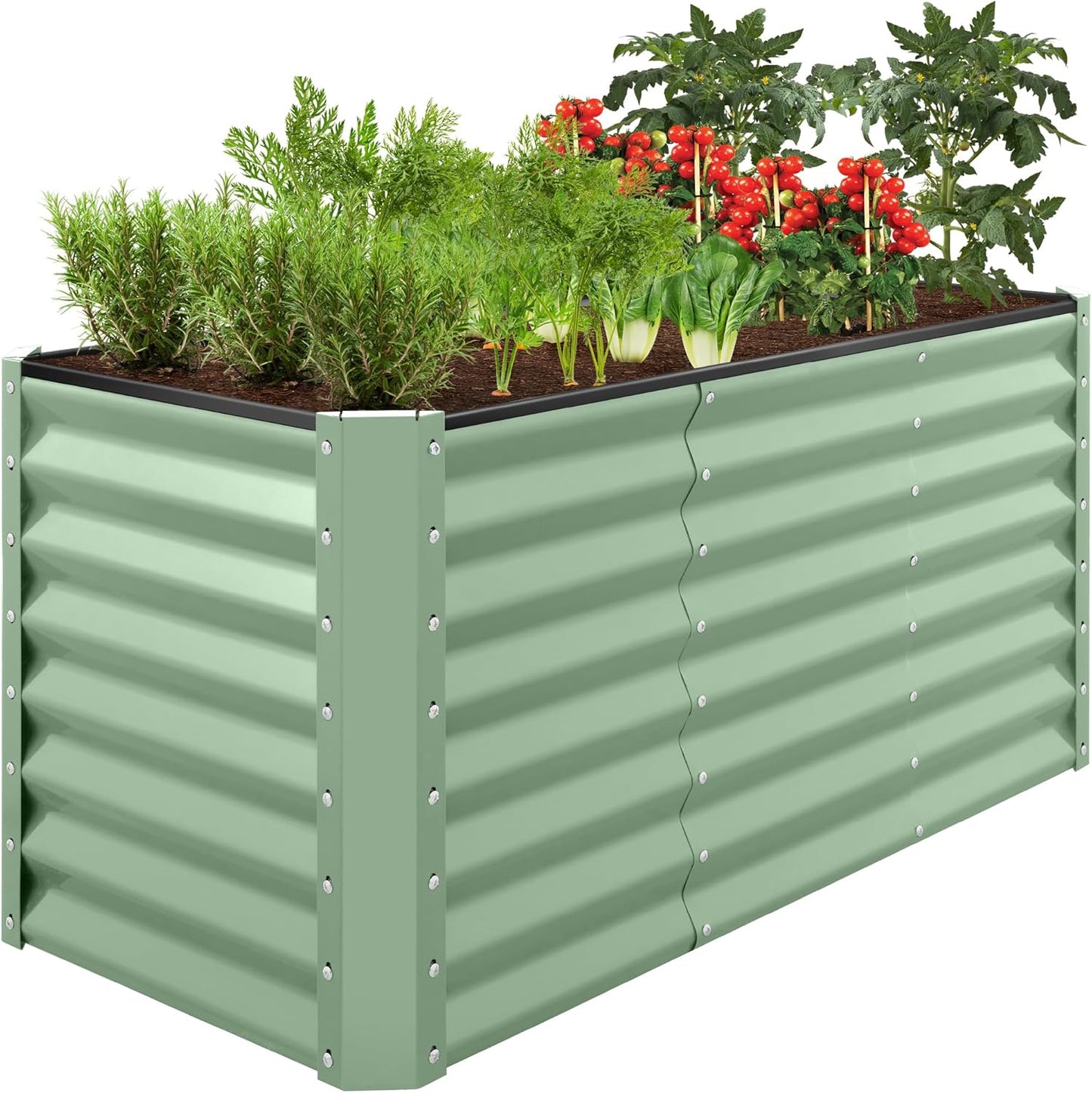 Best Choice Products 8x4x2ft Outdoor Metal Raised Garden Bed, Deep Root Planter Box for Vegetables, Flowers, Herbs, and Succulents w/ 478 Gallon Capacity - Gray