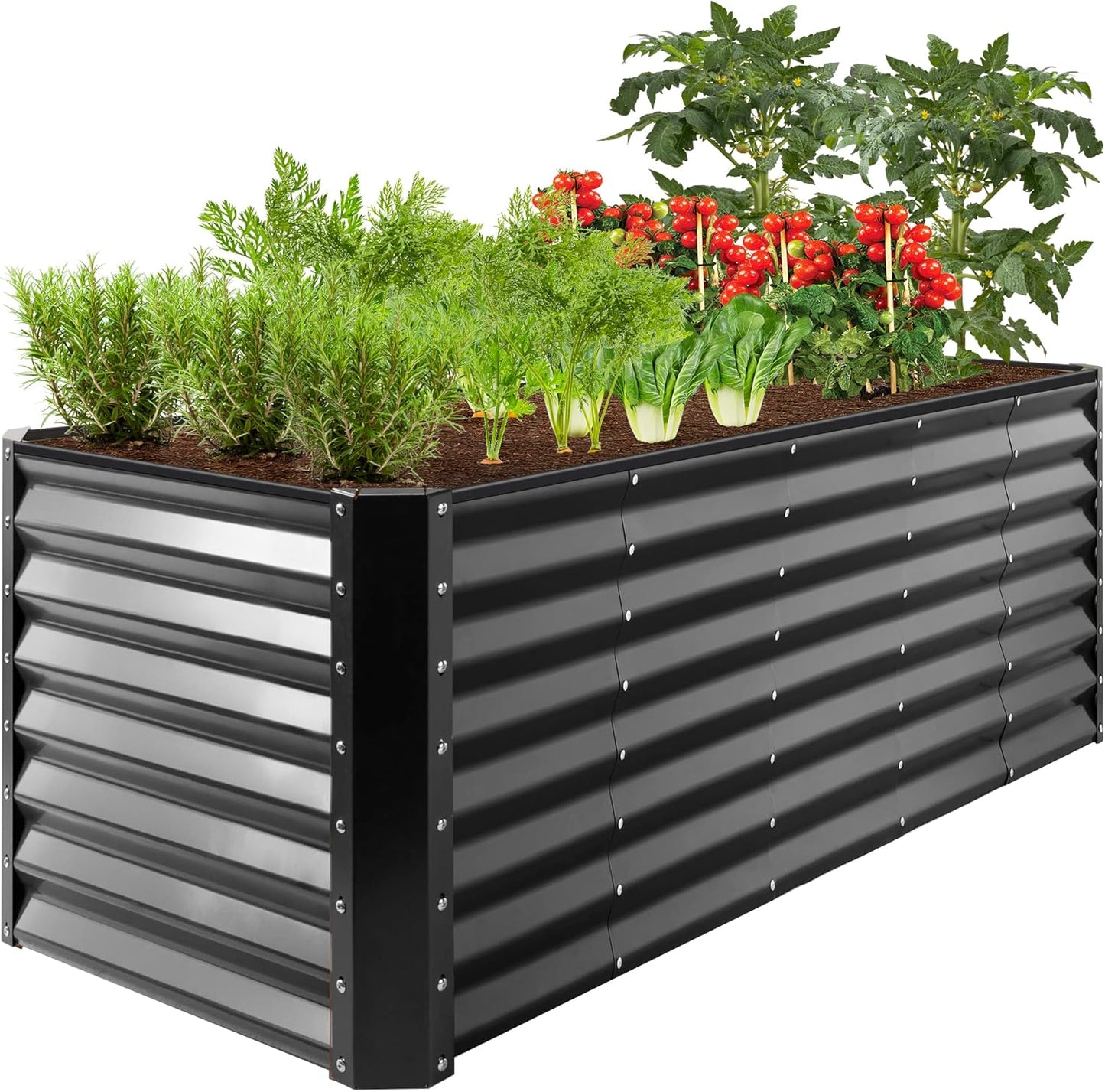 Best Choice Products 8x4x2ft Outdoor Metal Raised Garden Bed, Deep Root Planter Box for Vegetables, Flowers, Herbs, and Succulents w/ 478 Gallon Capacity - Gray