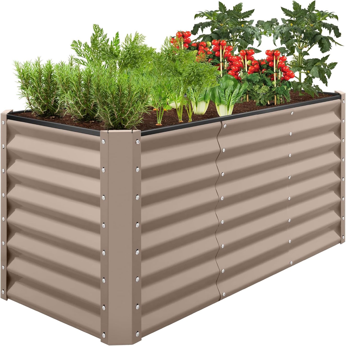 Best Choice Products 8x4x2ft Outdoor Metal Raised Garden Bed, Deep Root Planter Box for Vegetables, Flowers, Herbs, and Succulents w/ 478 Gallon Capacity - Gray