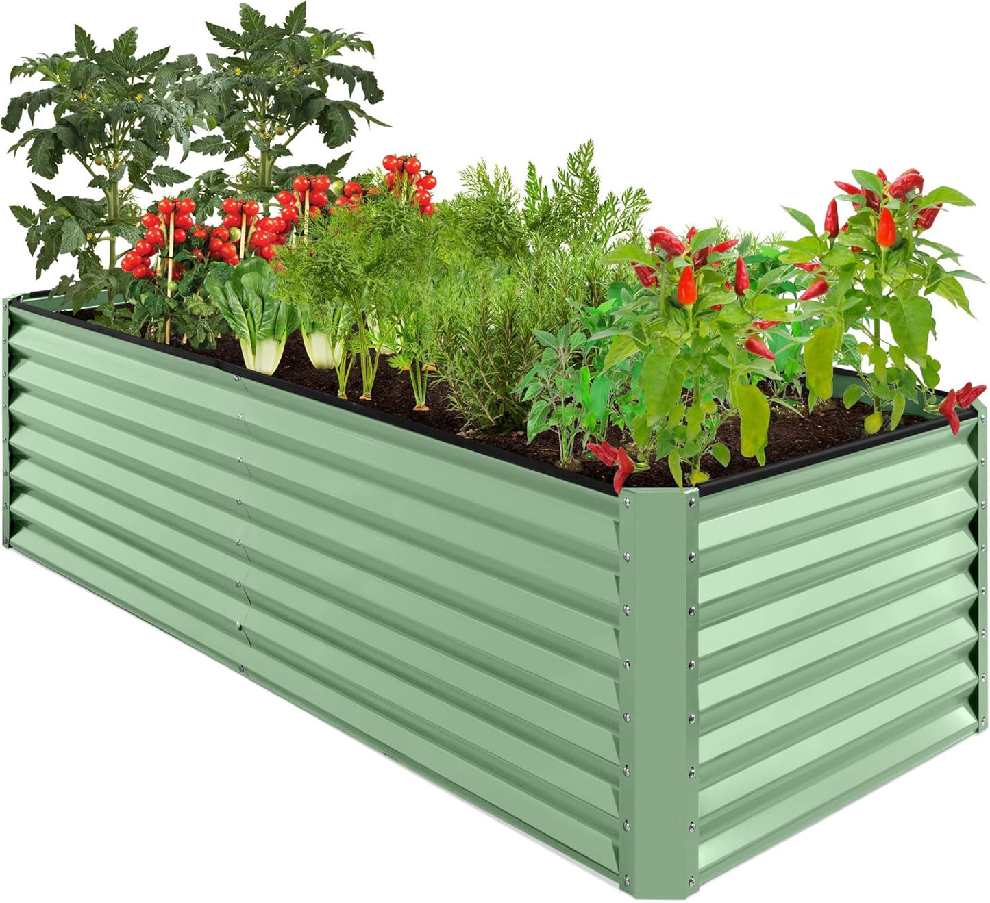 Best Choice Products 8x4x2ft Outdoor Metal Raised Garden Bed, Deep Root Planter Box for Vegetables, Flowers, Herbs, and Succulents w/ 478 Gallon Capacity - Gray