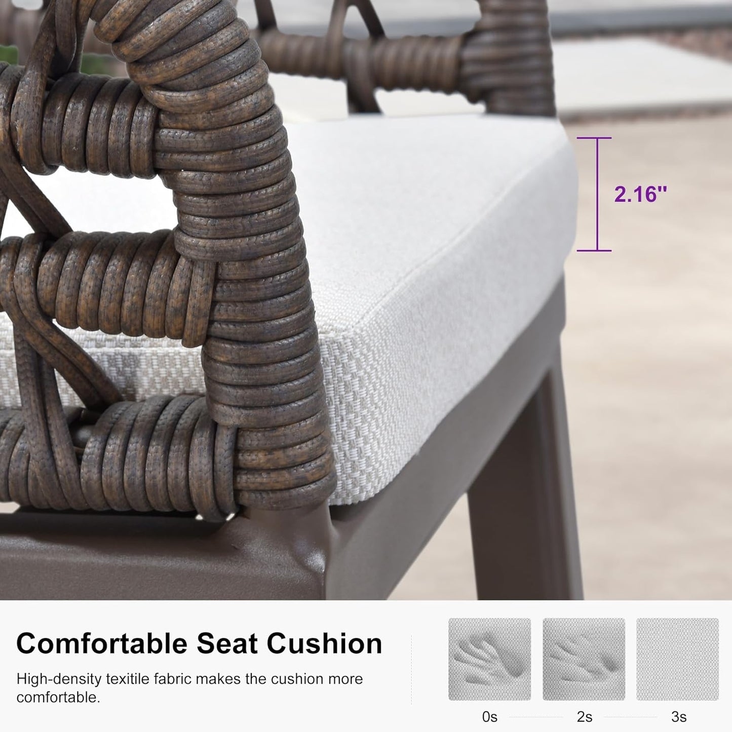 PURPLE LEAF Outdoor Rattan 24" Counter Height Bar Stools Chair Set of 2, Modern Patio Wicker Barstool with Backrest for Indoor and Outdoor, Kitchen Island, Coffee