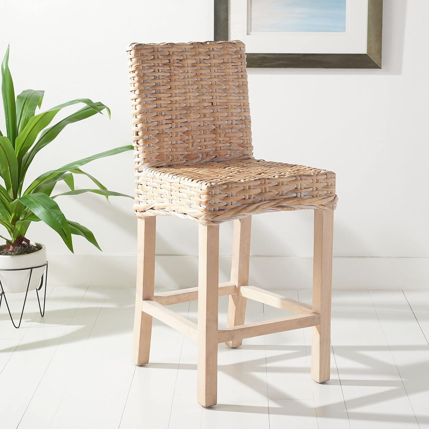 SAFAVIEH Home Tobie Natural Rattan 24-inch Counter Stool