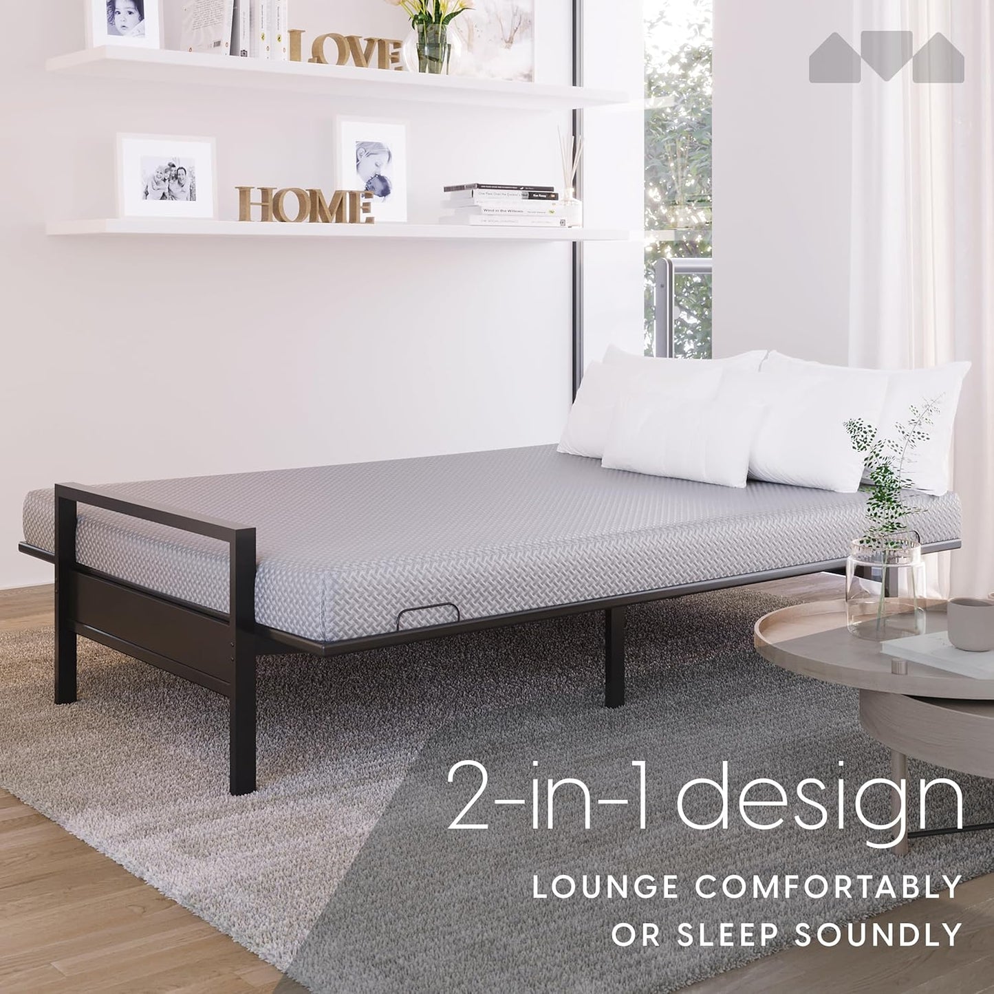Milliard Metal Futon Frame – Full Size Futon Frame, Convertible Sofa Bed, Sleek Black Low-Profile Design, Space-Saving, Durable & Easy Assembly - Perfect for Modern Living, Apartments & Guest Rooms