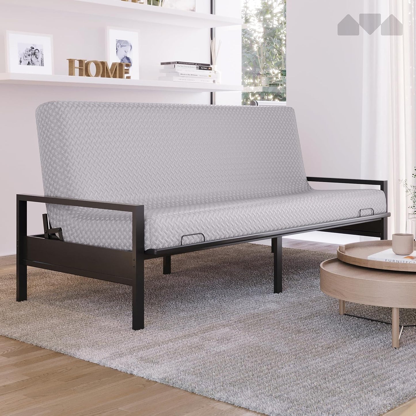Milliard Metal Futon Frame – Full Size Futon Frame, Convertible Sofa Bed, Sleek Black Low-Profile Design, Space-Saving, Durable & Easy Assembly - Perfect for Modern Living, Apartments & Guest Rooms